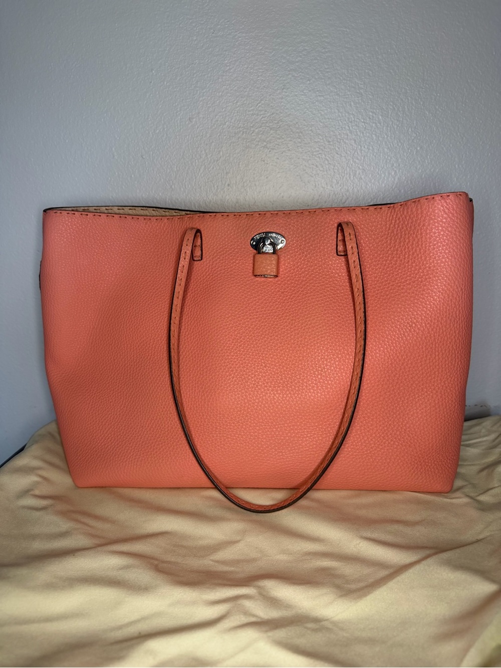 Fendi Selleria Carla Coral Pebbled Leather Tote